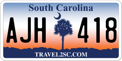 SC license plate AJH418