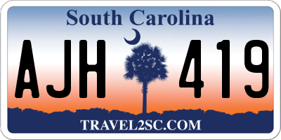 SC license plate AJH419