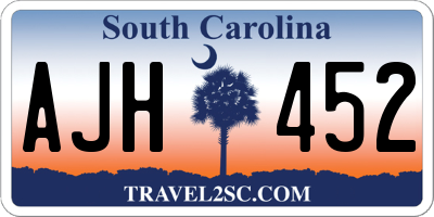 SC license plate AJH452