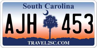 SC license plate AJH453