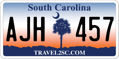 SC license plate AJH457