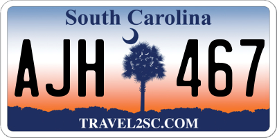 SC license plate AJH467