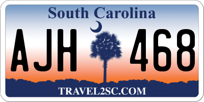 SC license plate AJH468