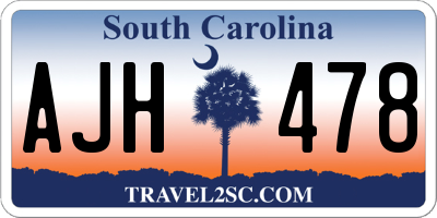 SC license plate AJH478