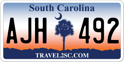 SC license plate AJH492