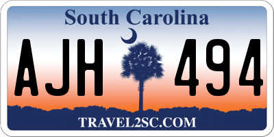 SC license plate AJH494
