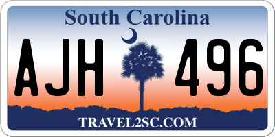 SC license plate AJH496