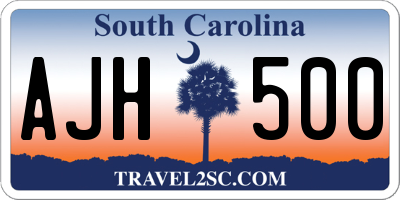 SC license plate AJH500