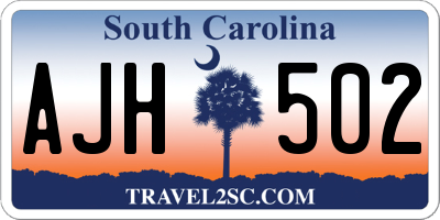 SC license plate AJH502