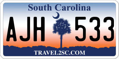 SC license plate AJH533