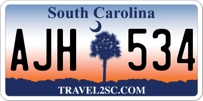 SC license plate AJH534