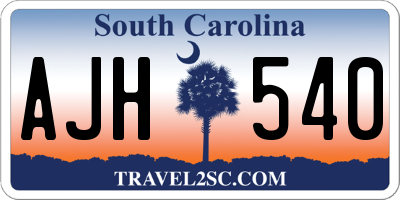 SC license plate AJH540