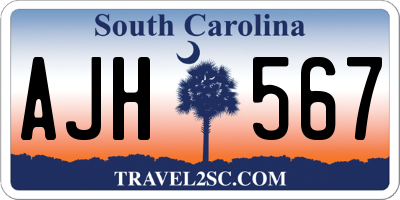 SC license plate AJH567