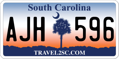 SC license plate AJH596