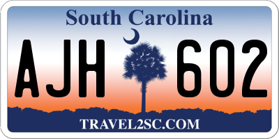 SC license plate AJH602