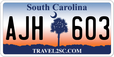 SC license plate AJH603