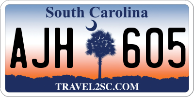 SC license plate AJH605