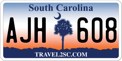 SC license plate AJH608
