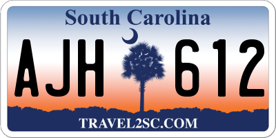 SC license plate AJH612