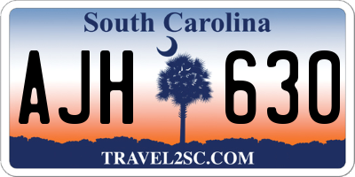 SC license plate AJH630