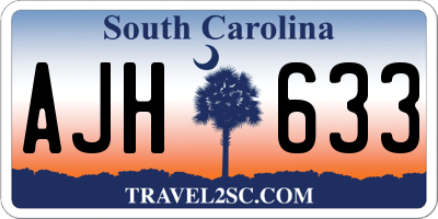 SC license plate AJH633
