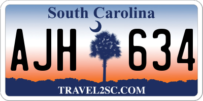 SC license plate AJH634