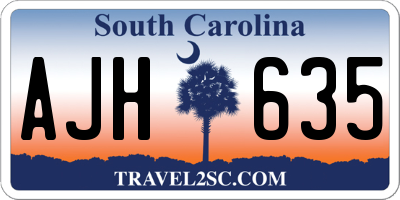 SC license plate AJH635