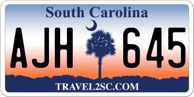 SC license plate AJH645