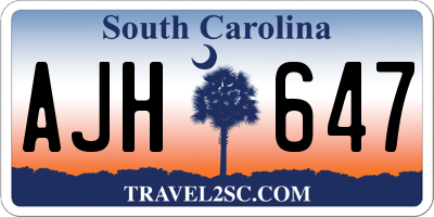 SC license plate AJH647