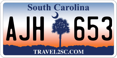 SC license plate AJH653