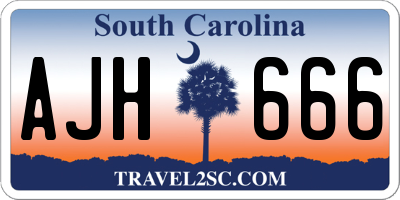 SC license plate AJH666