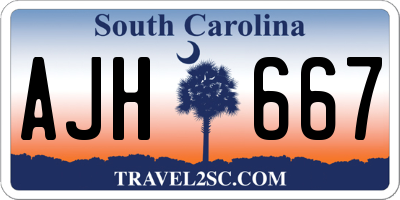SC license plate AJH667