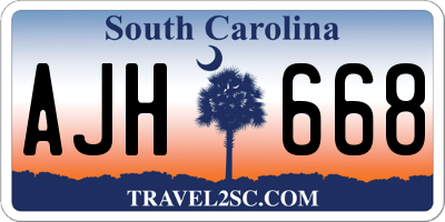 SC license plate AJH668
