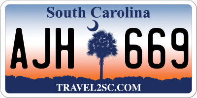 SC license plate AJH669