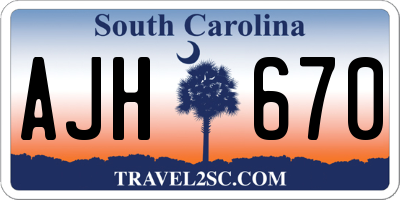 SC license plate AJH670