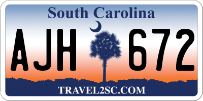 SC license plate AJH672