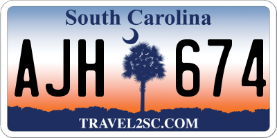 SC license plate AJH674