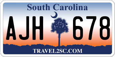 SC license plate AJH678