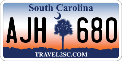 SC license plate AJH680