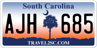 SC license plate AJH685