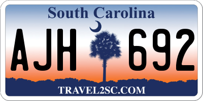 SC license plate AJH692