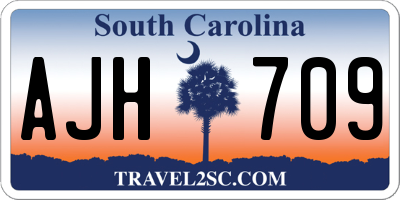 SC license plate AJH709