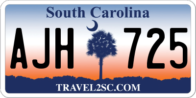 SC license plate AJH725