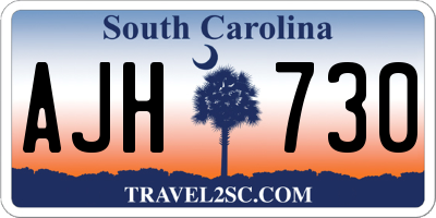SC license plate AJH730