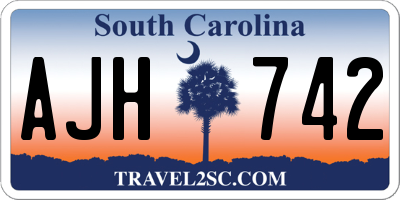 SC license plate AJH742