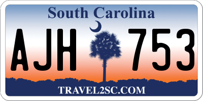 SC license plate AJH753