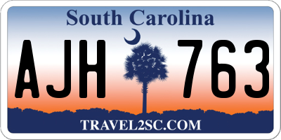 SC license plate AJH763