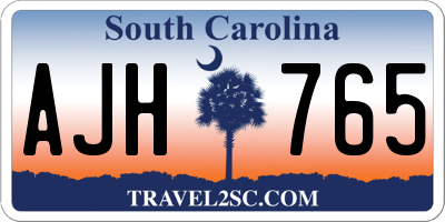SC license plate AJH765