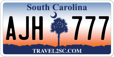 SC license plate AJH777