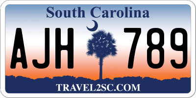 SC license plate AJH789